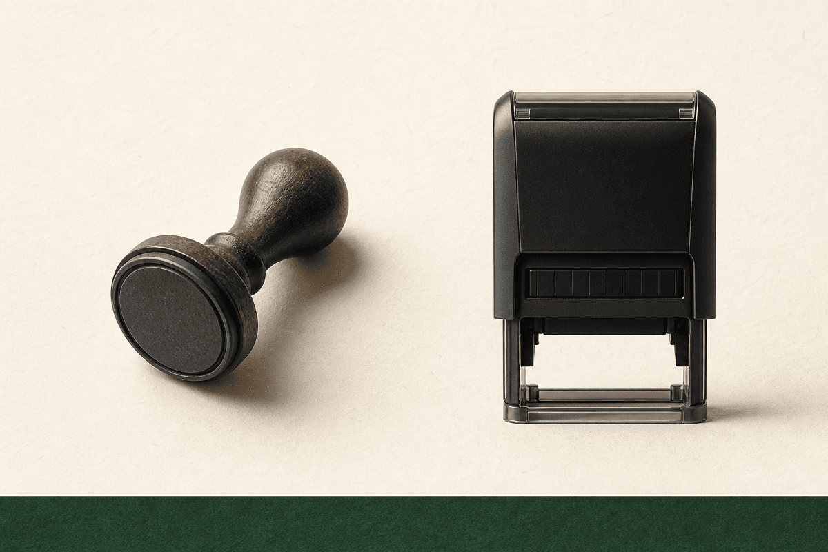 Stempel drewniany i automatyczny — porównanie wizualne