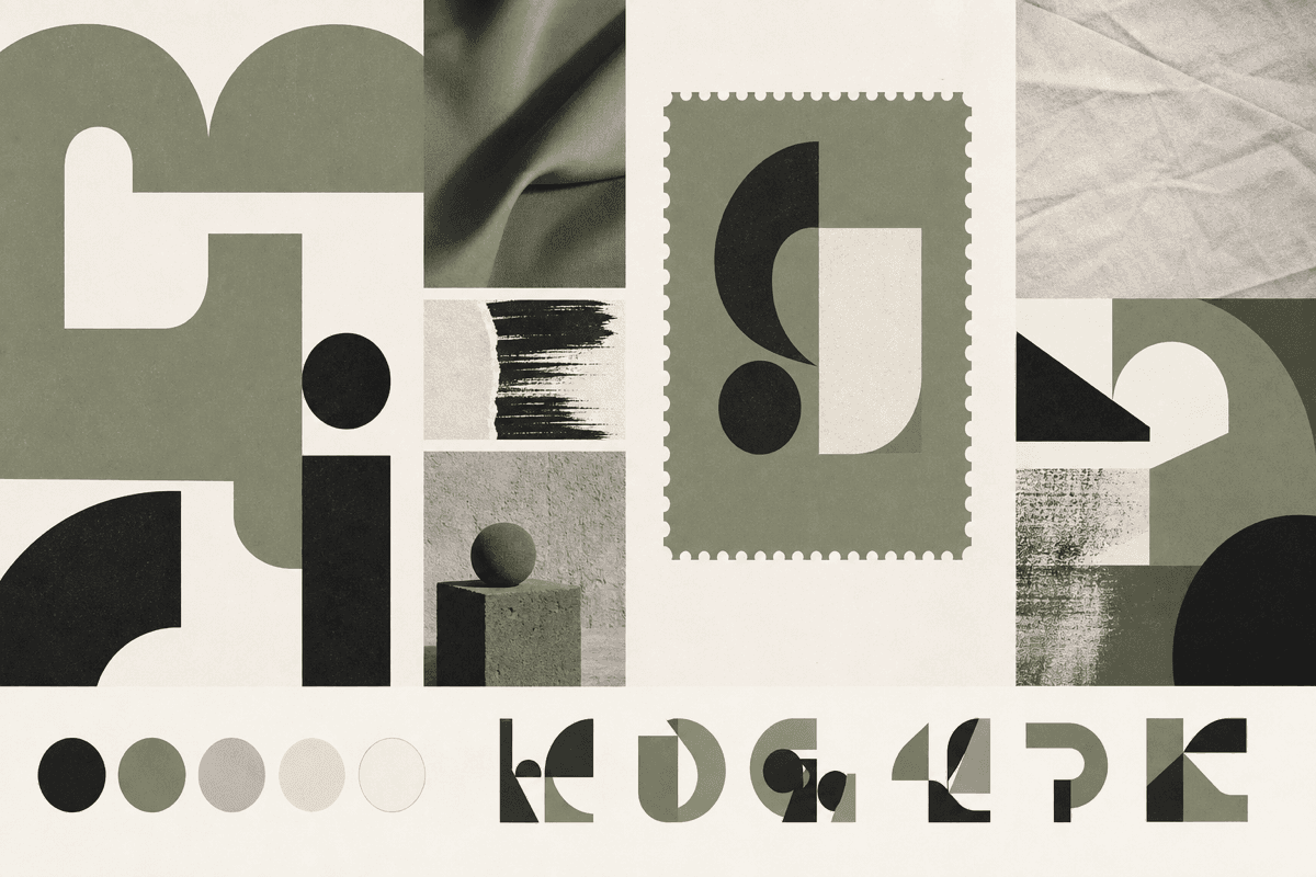 Trendy w projektowaniu pieczatek — abstrakcyjna kompozycja graficzna