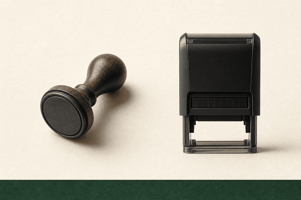 Stempel drewniany i automatyczny - porównanie wizualne